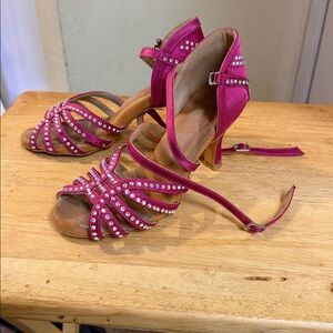 Pink with Rhinestones ballroom / tango shoes 37 with 3 1/4 inches